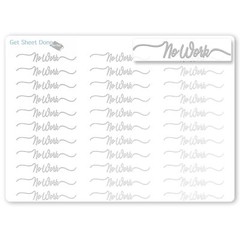 No Work Script Planner Stickers / 30 Gold Foiled Text Headers (1.5″) SILVER