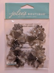 Jolee’s Grey Sequins Florals Fabric Flowers Scrapbooking Stickers