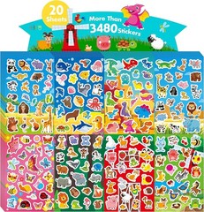 1300+ Stickers for Kids, 8 Sheets Cute Animal Stickers Bulk for Classroom Crafts
