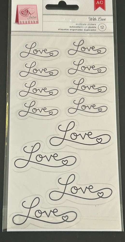 NEW American Crafts LOVE Clear Sticker Sheet 12 Stickers