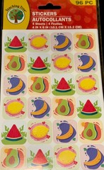 FRUITS✨96✨STICKERS✨🍉✨🍋✨🍌✨🥑✨6” X 4”✨YUMMY✨😋✨4 SHEETS✨AWESOME✨❤️💫