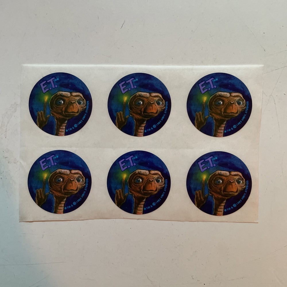 Rare 1982 ET Universal Studio Stickers. Sheet Of 6