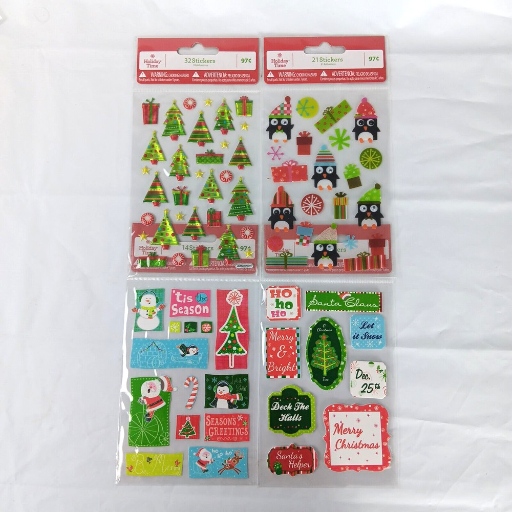 Holiday Time Sticker Packs Lot Of 4 New 76 Stickers Christmas Holiday Festive