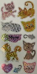 CATS MEOW Prismatic Stickers (11pcs)2.5”x 5” Kitten•Mouse•Paw Print•Felines•￼