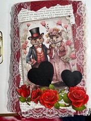 valentines junk journal scrapbook tassel pen clip 56 pages mouse couple sewn