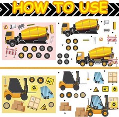 48 Sheets Construction Truck Stickers Kits DIY Excavator Stickers Make Your