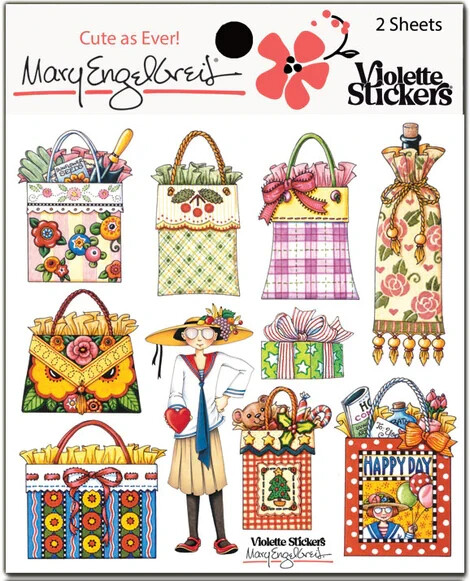 Mary Engelbreit Stickers 2 Sheets Whimsical Mary’s Gift Bags Wine Food Birthday