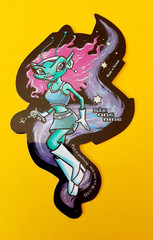vintage CEI hologram alien girl six one nine vending machine sticker