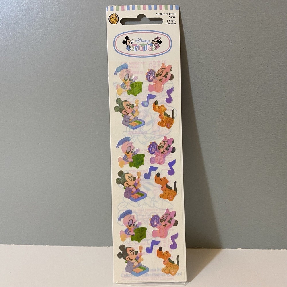 Vintage Sandylion Disney Babies Music Mother Of Pearl Stickers Mickey Minnie