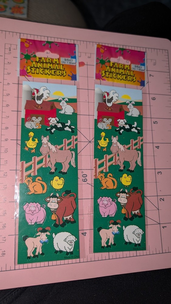 Vintage Stickers OTC Lot 2 Packs Farm Animal Stickers