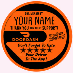 Custom DoorDash Thank You Sticker Round,Name Personalization,Rate & Tip Reminder