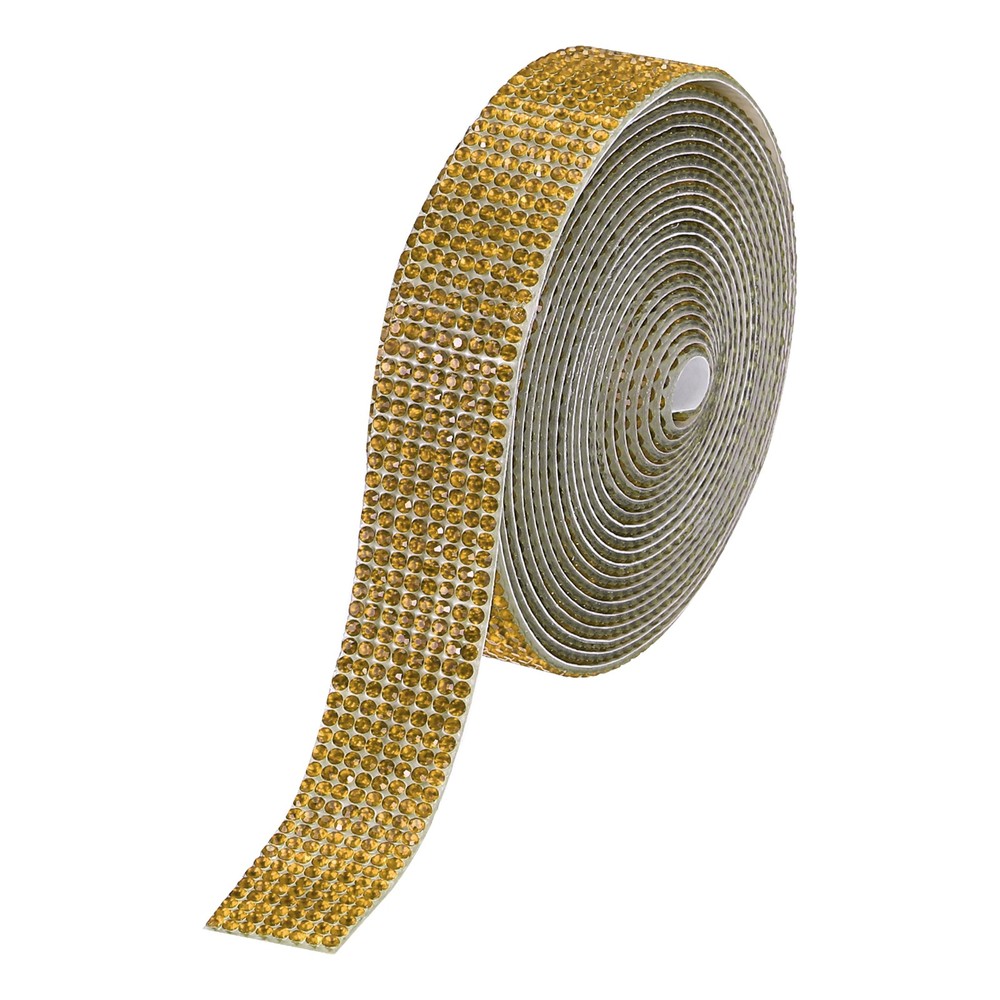 0.7 Inch Self Adhesive Rhinestone Strips 3 Yard for Crafts,Gold