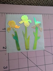 Vintage Sandylion Stickers Mother Of Pearl Iris Flowers 1 Module