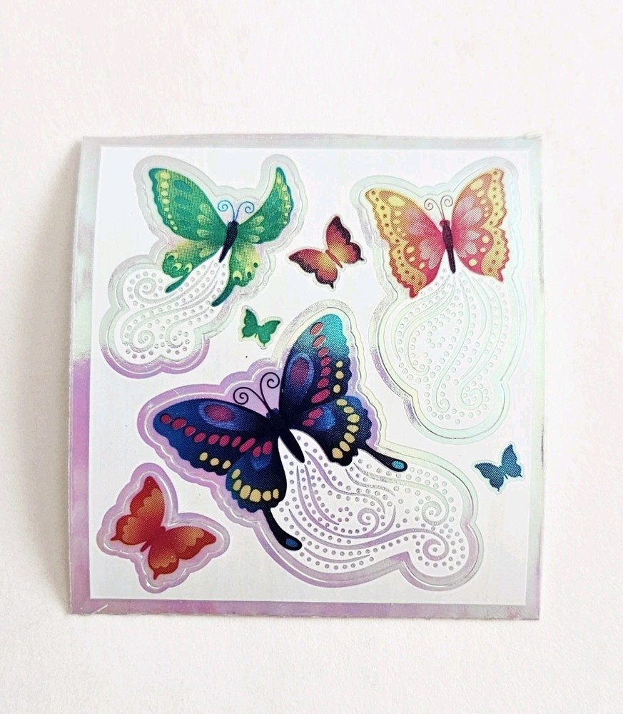 Vtg Sandylion Stickers Mod Butterflies Mother Of Pearl MOP Iridescent Opal