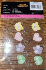 Provo Craft STAND-OUT 3D Baby Girl Diaper Pins💕🌸🐻Stripes Scrapbook Stickers
