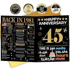 Joycard 45th Anniversary Card for Women Men, Sapphire Wedding Card for Wife H…