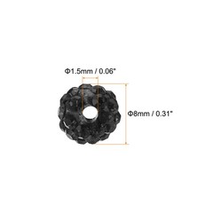 8mm Rhinestone Clay Beads, 100 Pcs Polymer Clay Crystal Charm Beads Black