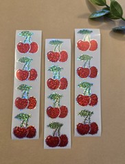 12 SPARKLY CHERRY STICKERS/ CUTE CHERRY STICKERS/ HOLOGRAPHIC CHERRY STICKERS