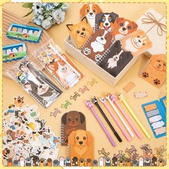 Dog Themed Stationery Set, 258 Pcs, Party Favors, Mini Notebooks, Pens