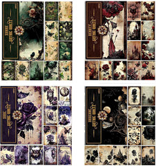 80 Sheets Gothic Scrapbook Paper for Scrapbook Kit, Vintage Ephemera for Junk Jo