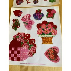 Vintage Current Inc Roses & Hearts Sticker Sheets Floral Valentine Die Cut 2pc