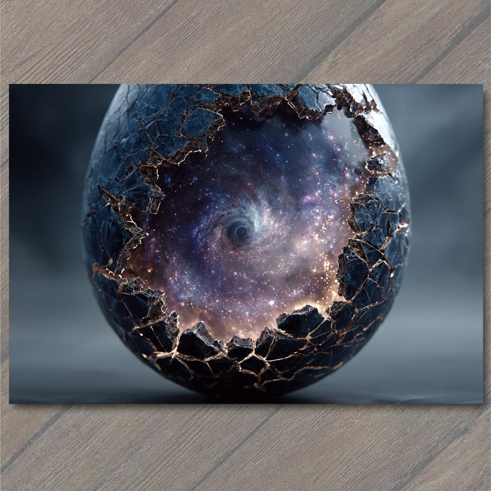 STICKER Cracked Cosmic Egg Swirling Galaxy Inside Universe Birth Space Energy