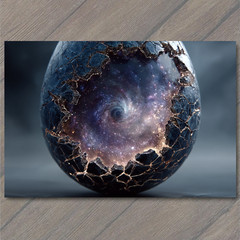 STICKER Cracked Cosmic Egg Swirling Galaxy Inside Universe Birth Space Energy