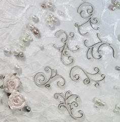 Scrapaholics Laser Cut Chipboard 1.8mm Thick Flourish Bits, 6/Pkg, 1.25X2