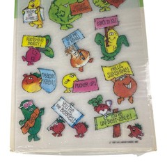 NEW Vintage 1981 Hallmark Rub On Transfers Fruit & Vegetable Quotes 2 Sheets/pk