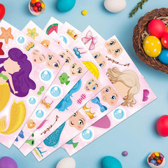 48PCS Mermaid Stickers for Kids, Make-A-Face Stickers for Crafts & Activities