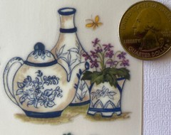 BEAUTIFUL VASE W/FLOWER Rub-On(6”x 9”)Potted Plant•Teapot•Daffodils•Bloom•Garden