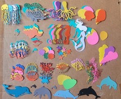27pc. Sea Creatures Cardstock Die Cuts Seashells, Mermaid, Jellyfish, Crab Fish