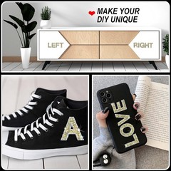 68Pcs Rhinestone Letter Stickers Glitter Alphabet A-Z Self-Adhesive Gold White