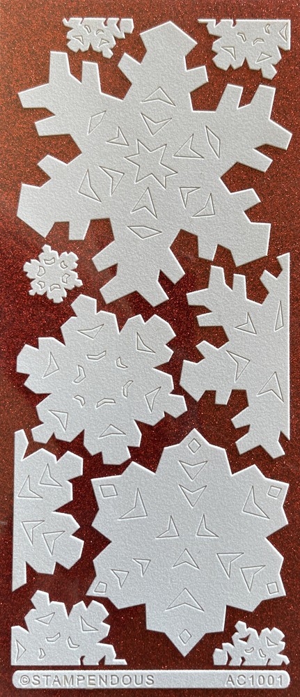 WHITE FUZZY SNOWFLAKES Sticker (10pc)Stampendous•Holiday•Sm•Med•Lg •Falling Snow