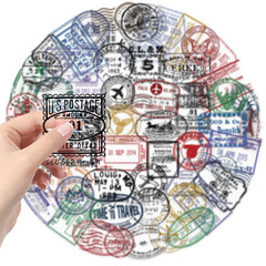 Vintage Passport Stamps Transparent Stickers 60 Pack Passport Travel Stamp Gloss