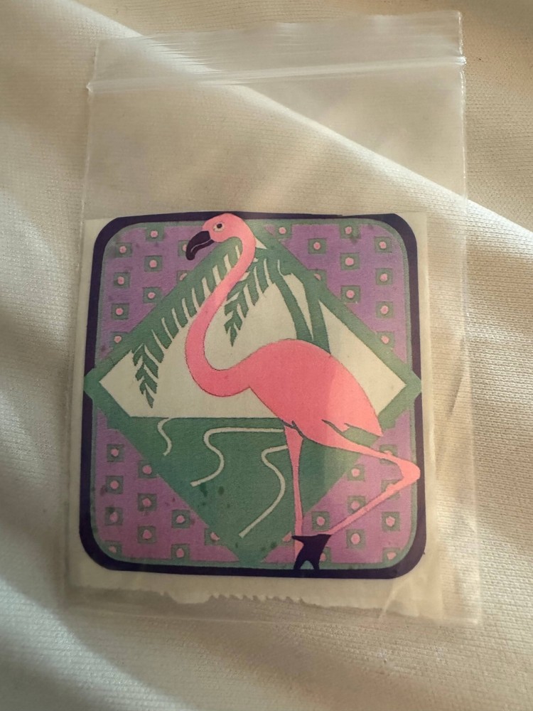 Vintage 1983 Illuminations Animal Parade Pink Flamingo Sticker Eighties Pastel
