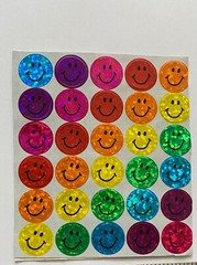 Vintage 90s Classic Stickers glitter rainbow colors happy smiley face and stars