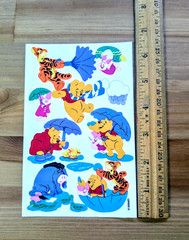 Vintage Sandylion Winnie the Pooh Tigger Eyeore Piglet Rainy Day Sticker Sheet