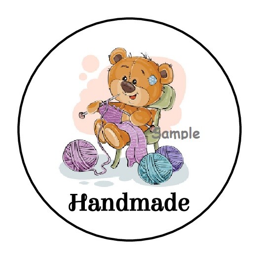 30 HANDMADE TEDDY BEAR ENVELOPE SEALS LABELS STICKERS 1.5″ ROUND HAND MADE