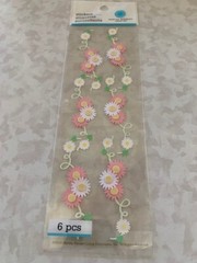 MARTHA STEWART PINK-WHITE DAISY ON VINE STICKERS ADHESIVE PINK WHITE DELICATES