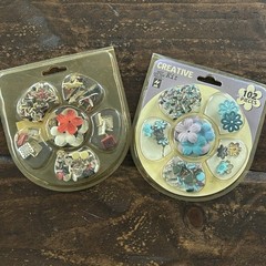 2 Creative Kits Flower Brad Embellishment Hot Off The Press Scrapbooking Cards