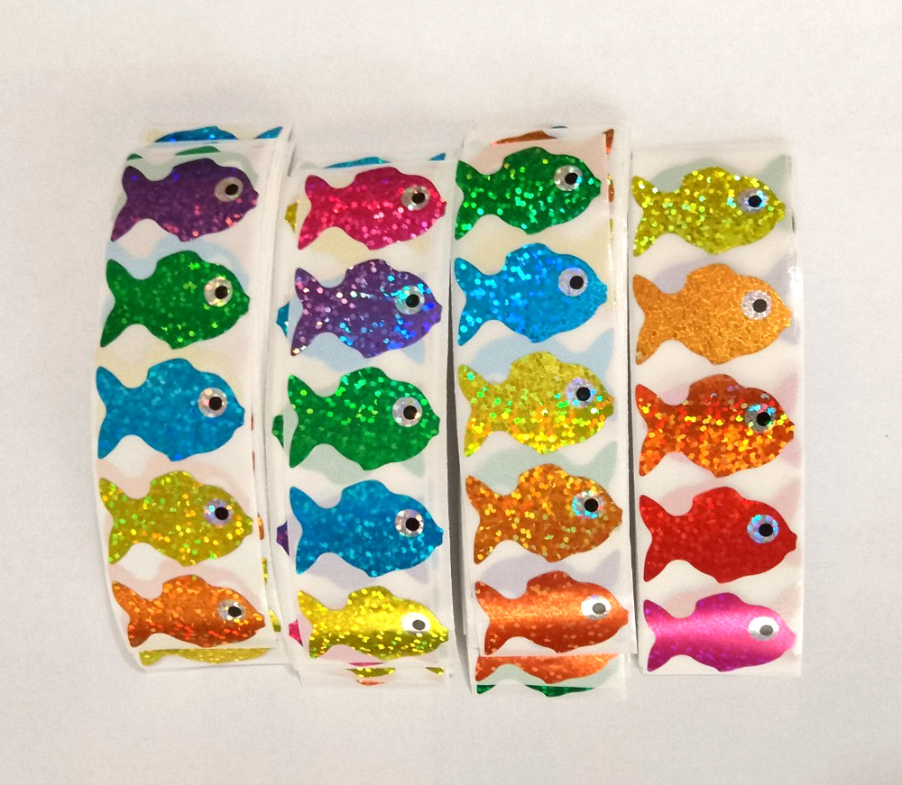 30 Colorful Foil Fish Stickers/Sparkly/Scrapbooking/Crafts/Journals/Planner/1.2″