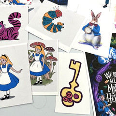 25 Pc ALICE IN WONDERLAND Supplies Kit For Junk Journal Scrapbook Card Toppers