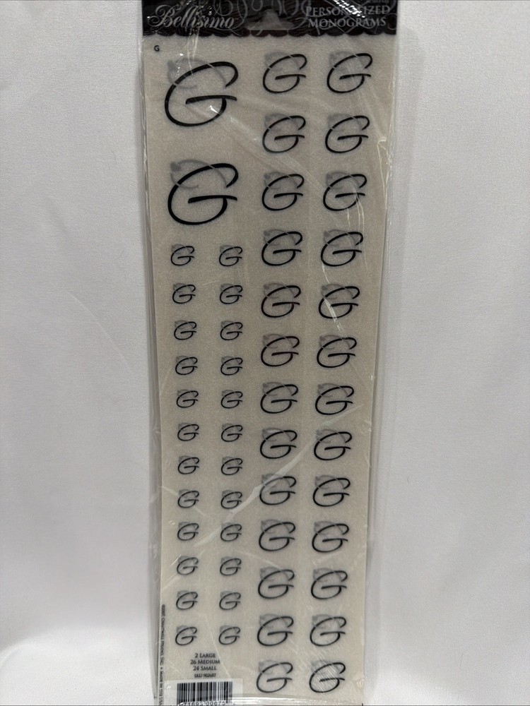 Bellisimo Personalized Monogram Stickers “G” Showers Wedding Marriage Party