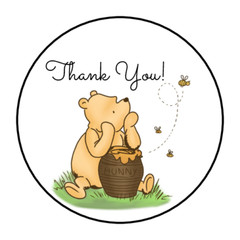 30 CLASSIC WINNIE THE POOH THANK YOU STICKERS ENVELOPE SEALS LABELS 1.5″ ROUND