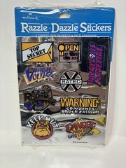 NEW Vintage 1984 RAZZLE DAZZLE Hallmark Sticker Sheets Silver Foil Warning Signs