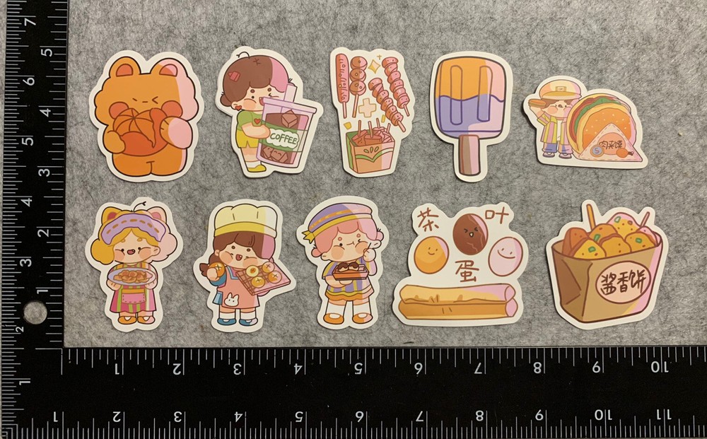 Lot of 10 Assorted Cute Food Snack Stickers