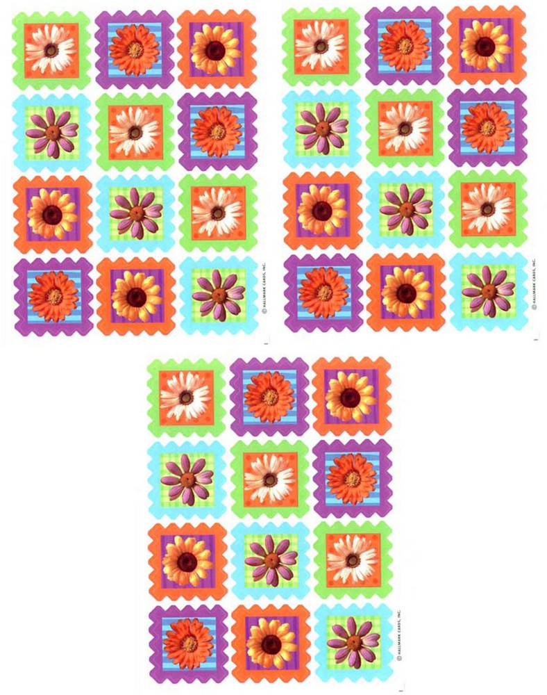 3 Sheets FLOWER Daisy Sunflower Yellow Purple White Orange Scrapbook Stickers