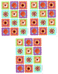 3 Sheets FLOWER Daisy Sunflower Yellow Purple White Orange Scrapbook Stickers