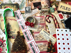 #24 -150pcs CHRISTMAS JUNK JOURNAL 3D KIT with Candy Cane Pen & REAL EPHEMERA